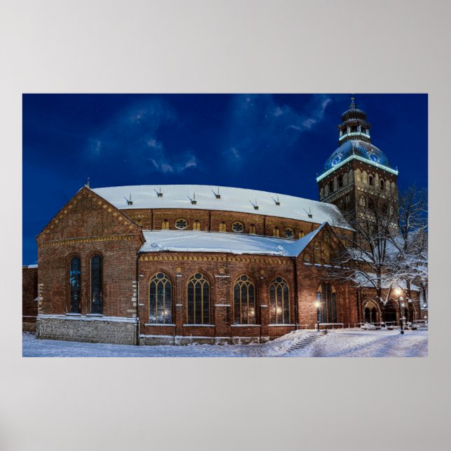 Poster Cathédrale de Dôme sur Dome carré à Riga, Lettonie (Devant)