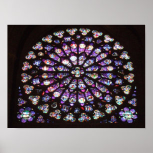 Poster Cathédrale de fenêtre rose de Notre Dame, Paris,