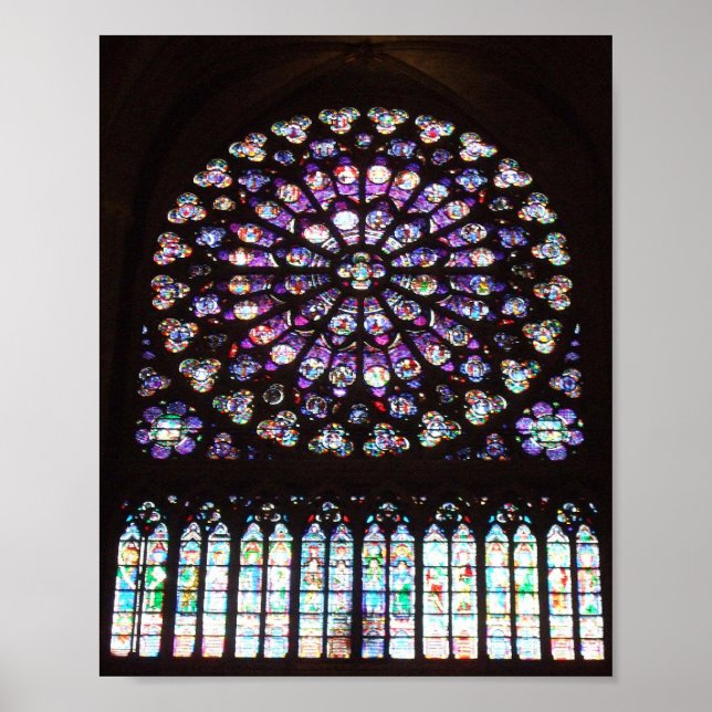 Poster Cathédrale de la Fenêtre rose Notre Dame, Paris, F (Devant)