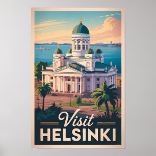 Poster Cathédrale d'Helsinki Finlande Voyage Art Vintage