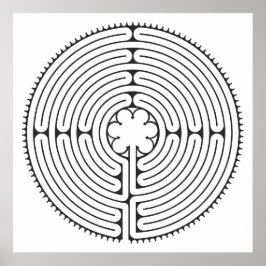Poster Cathédrale du Labyrinthe de Chartres Noir et Blanc