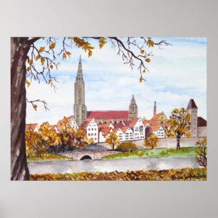 Poster Cathédrale d'Ulm en Allemagne par Farida Greenfiel