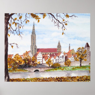 Poster Cathédrale d'Ulm en Allemagne par Farida Greenfiel