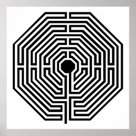 Poster Cathédrale Labyrinthe Maze d'Amiens Noir et blanc