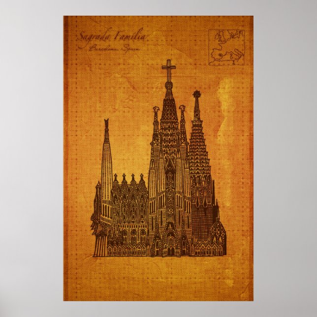 Poster Cathédrale : Sagrada Fam � lia, Barcelone (Devant)