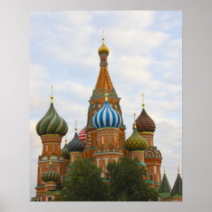 Poster Cathédrale Saint-Basile en Carré rouge, Moscou