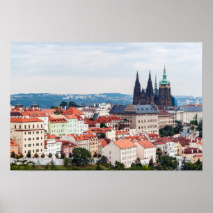Poster Cathédrale Saint-Guy et paysage urbain de Prague -