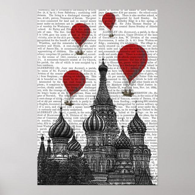 Poster Cathédrale St Basil et Ballons rouges à air chaud (Devant)