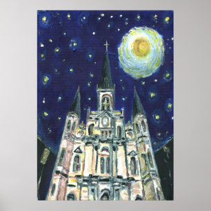 Poster Cathédrale Starry Night