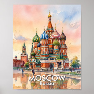 Poster Cathédrale sur mesure Moscou Russie Aquarelle Voya