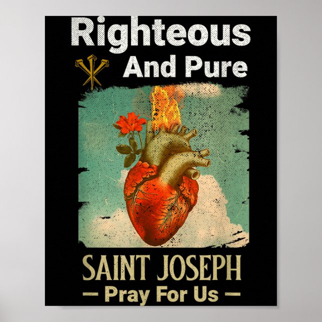 Poster Catholic St. Joseph, Patron Saint Of Fathers, Pray (Devant)