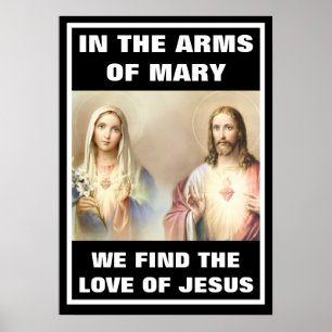 POSTER CATHOLIQUE SACRÉ COEUR IMMACULÉ MARIE RELIGIEUSE