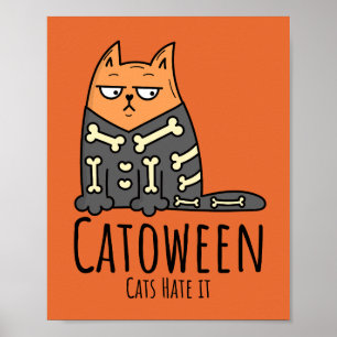 Poster Catoween Chats La Détestent - Amusant Animal Hallo