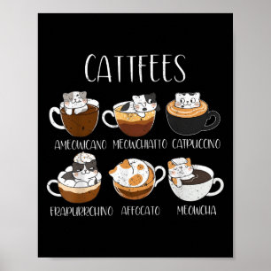 Poster Cats &amp; Amateur de café Drôle Citation de caféi