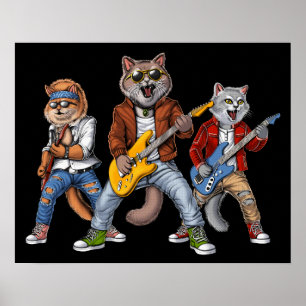 Poster Cats Rock Musiciens