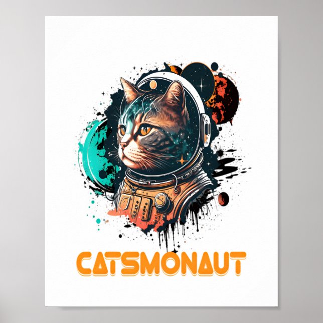 Poster Catsmonaute Astronaut Chat Ou Chat Spatial (Devant)