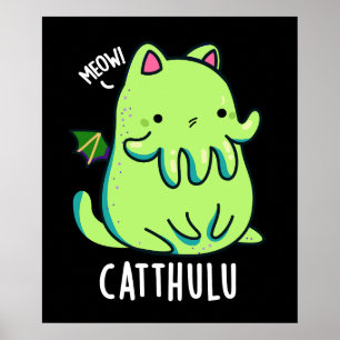 Poster Catthulu Funny Cthulhu Cat Pun Dark BG