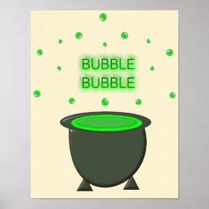 Poster Cauldron and Bubbling Green Brew Halloween