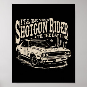 Poster Cavalier de fusil de chasse Voiture Muscle Vintage