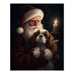 Poster Cavalier King avec le Père Noël Festif Noël