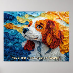 Poster Cavalier King Charles Quilling Art Chien Portrait