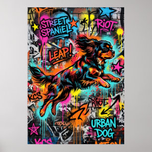 Poster Cavalier King Charles Spaniel Art de rue Graffiti