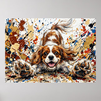 Poster Cavalier King Charles Spaniel Art éclaboussure de
