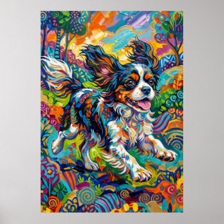 Poster Cavalier King Charles Spaniel Art Psychédélique Po