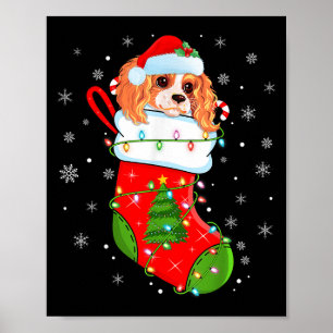 Poster Cavalier King Charles Spaniel Chien Dans Noël Soc