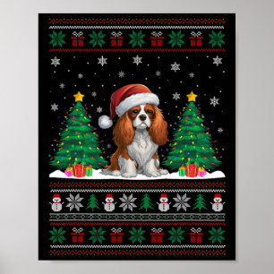 Poster Cavalier King Charles Spaniel Chien Xmas Lumières 