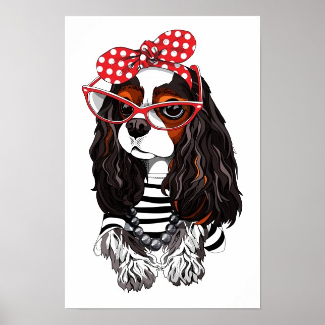 Poster Cavalier King Charles Spaniel De Paris Avec Amour (Devant)
