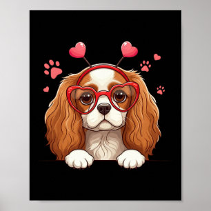 Poster Cavalier King Charles Spaniel drôle Cœur Tête V
