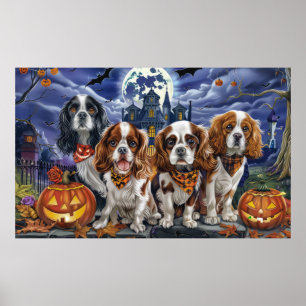 Poster Cavalier King Charles Spaniel Halloween Éffrayant