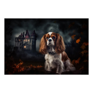 Poster Cavalier King Charles Spaniel Halloween Épouvantab