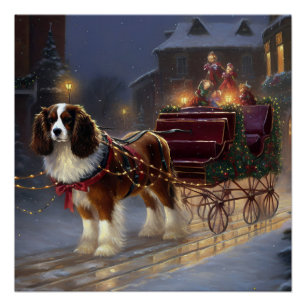 Poster Cavalier King Charles Spaniel Noël Festive