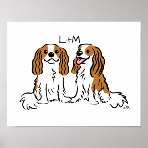 Poster Cavalier King Charles Spaniels Dogs with Your Text