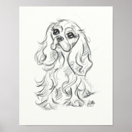 Poster Cavalier roi charles imprimé spaniel | dessin