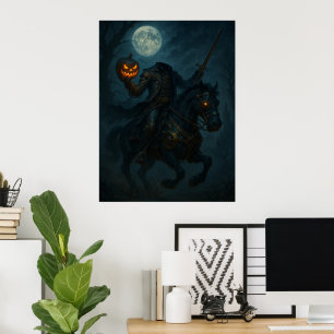 Poster Cavalier sans tête gothique Steampunk