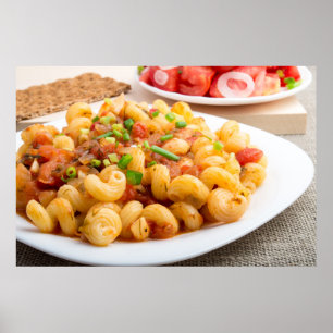 Poster Cavatappi cuit de pâtes avec de la sauce à légumes