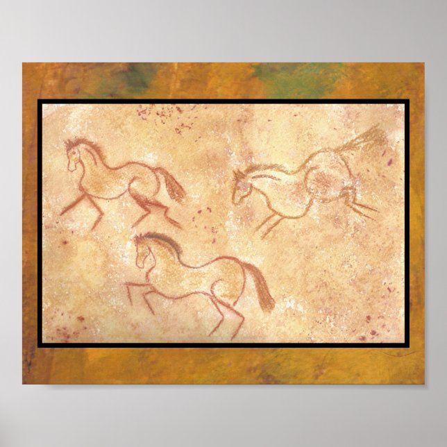 Poster Cave Drawing Painting of Horses (Devant)