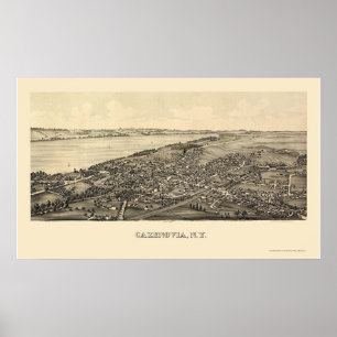 Poster Cazenovia, carte panoramique de NY - 1890