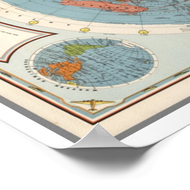 Poster CBS American School of the Air | Carte du monde (Coin)
