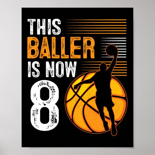 Poster Ce Baller A Maintenant 8 Ans Basketball 8ème Birth (Devant)