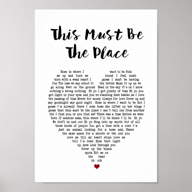 Poster Ce Doit Être La Place Coeur Chanson Lyrique Imprim (Devant)