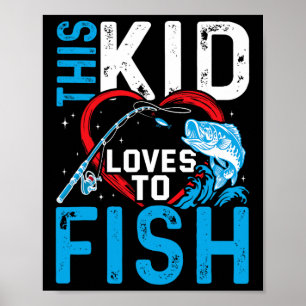 Poster Ce gamin adore pêcher les garçons de pêche