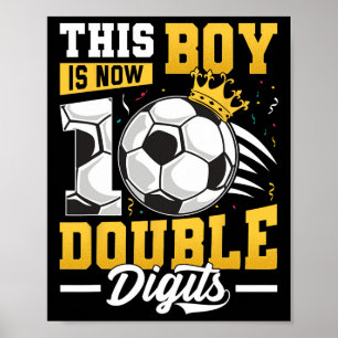 Poster Ce Garçon Double Chiffres Football 10 Ans Boy Birt