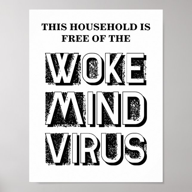 Poster Ce ménage est libre de Woke Mind Virus personnalis (Devant)