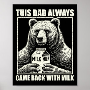 Poster Ce papa est toujours venu avec du lait Funny Fathe