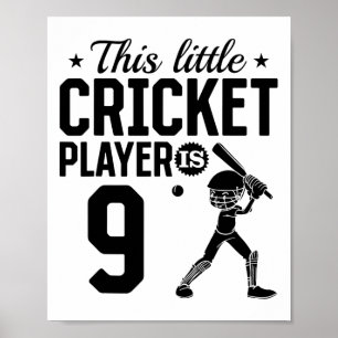 Poster Ce petit joueur de cricket a 9 ans - 9e anniversai