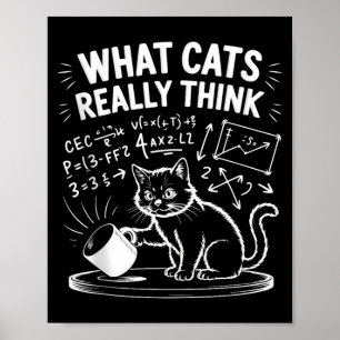 Poster Ce que les chats pensent drôle mème de chat drôle 